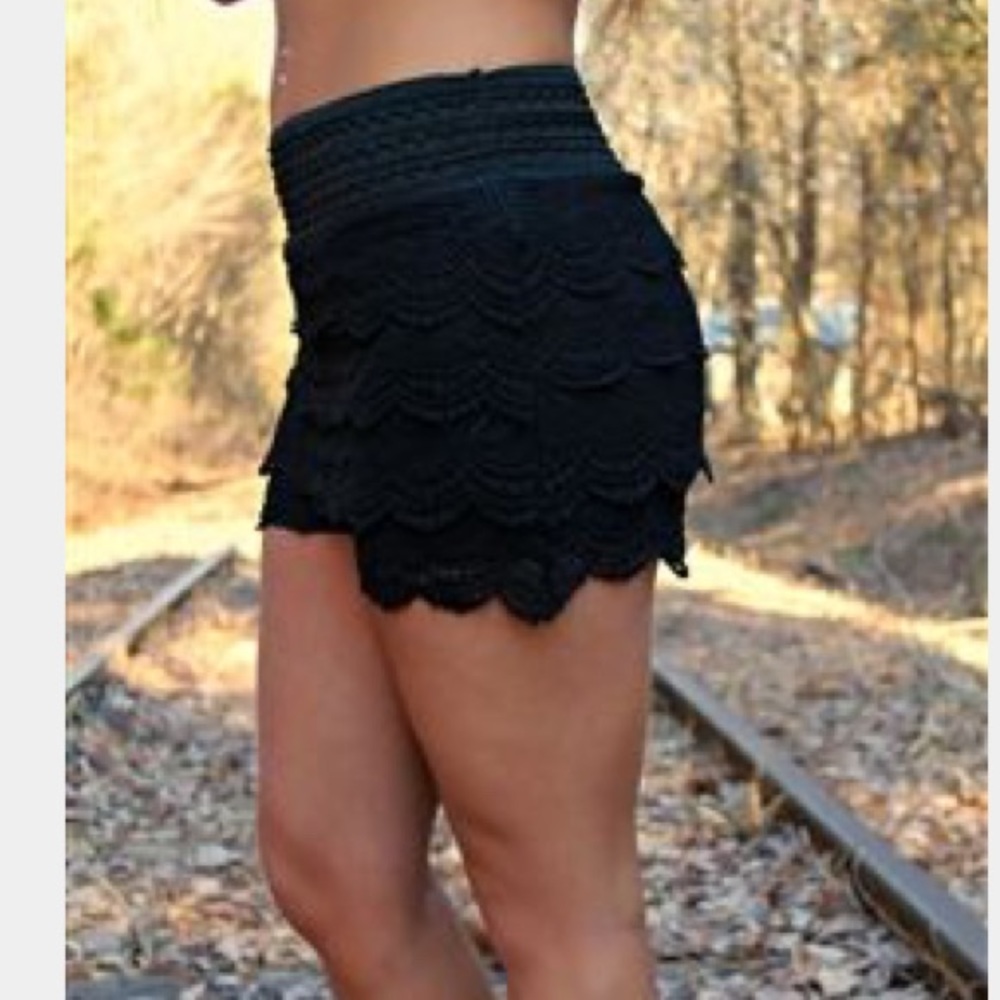Black lace shorts